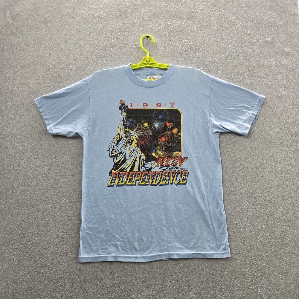 VINTAGE Run For Independence Men Shirt M Statue Of Liberty 1997